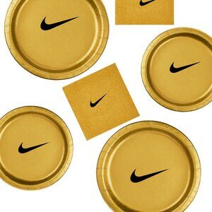 Custom Retro Basketball Party Tableware Set | Gold with Black Design | 45PCS